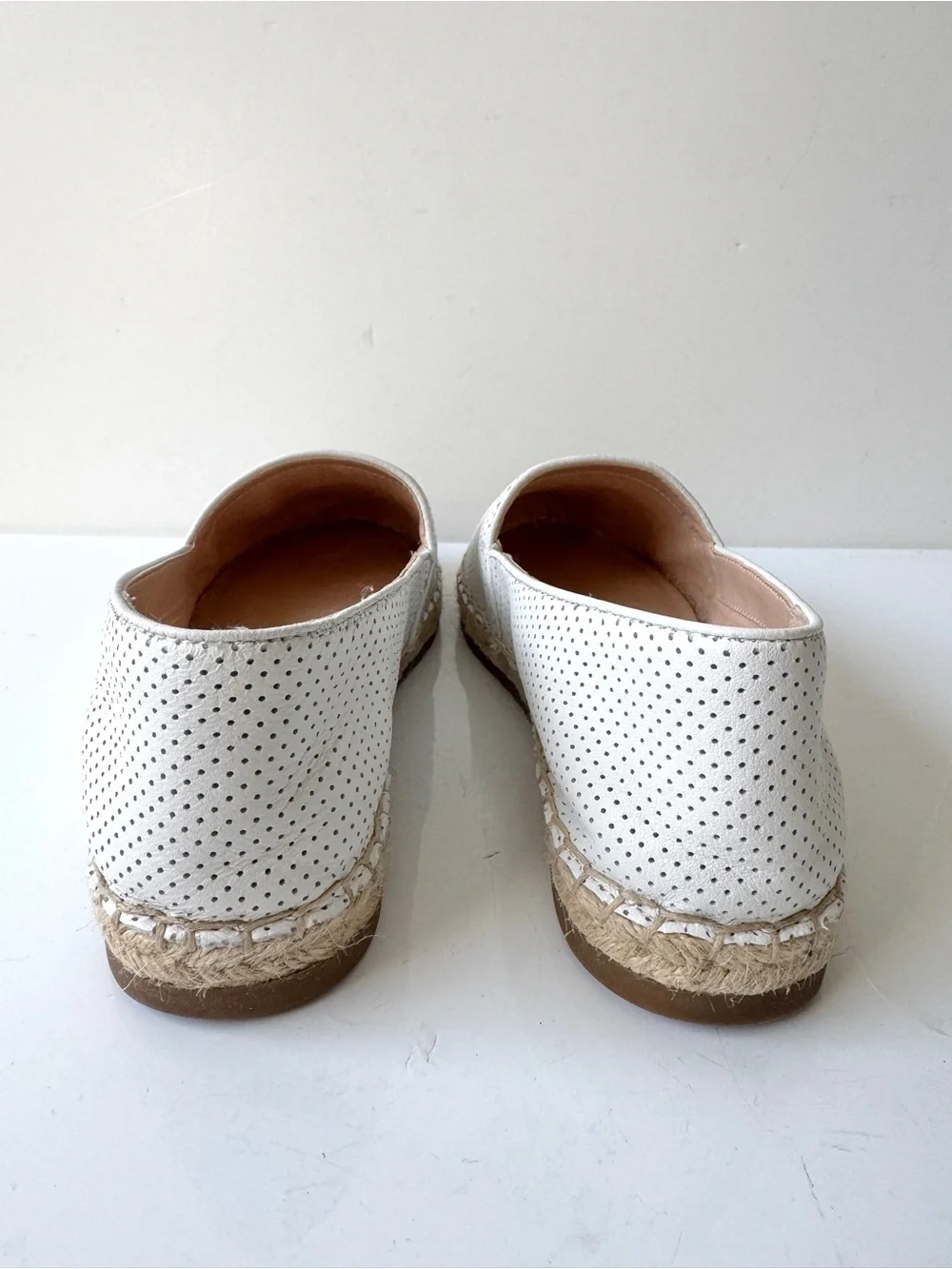 kate spade Gianna White Perforated Leather Espadrille Flat Loafers Size 8M